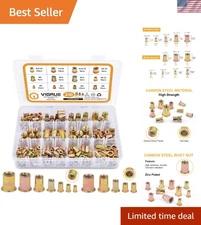 High-Strength Rivnut Kit: 230PCS SAE/Metric Carbon Steel with Flat Head Design