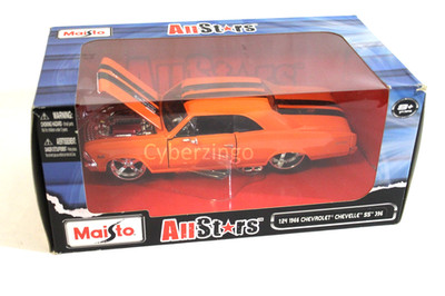 Maisto 1:24 1966 Chevrolet Chevelle SS 396 Orange All Stars Diecast CAR PREOWNED