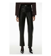 Aritzia Wilfred Melina Faux Leather High Rise Straight Leg Pants Size 8 Black