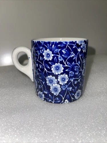 Vintage Royal Crownford Blue Calico Coffee Mug Staffordshire England