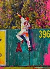 Mike Trout Angels Grailpop Painting Art Card Print Artist Signed Limited 1/30