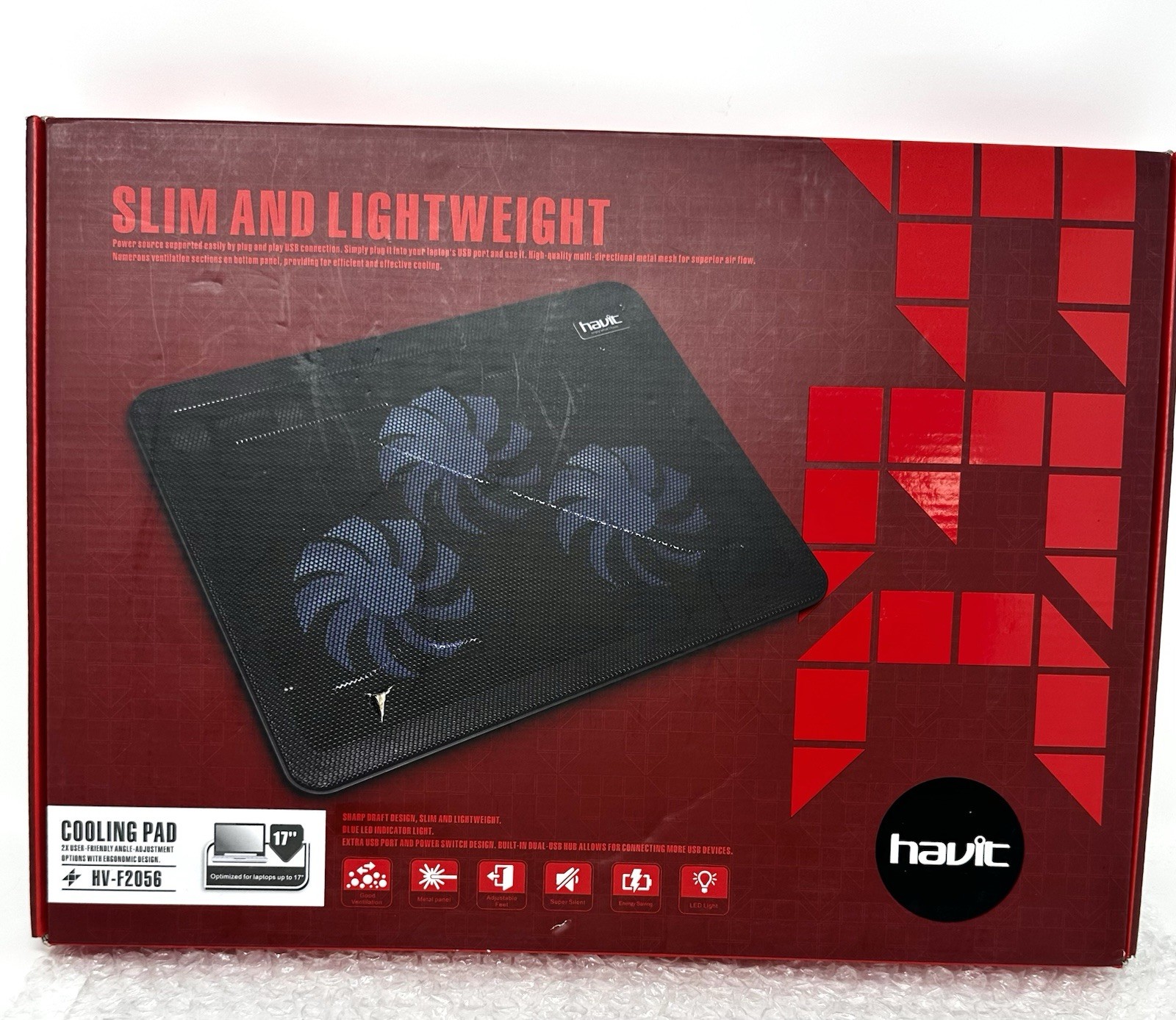 havit HV-F2056 15.6"-17" Laptop Cooler Cooling Pad  Slim Portable USB Powered