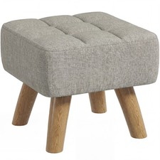 HOMCOM Modern Footstool, Fabric Foot Rest with Rubber Wood Legs, Brown