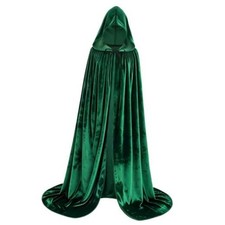 Velvet Cape with Hood - Witch Cloak for Adults Cosplay Costume X-Large Green