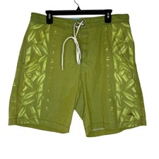 Tommy Bahama Swim Trunks Shorts Olive Green Leaf Tropical Drawstring Mesh Relax