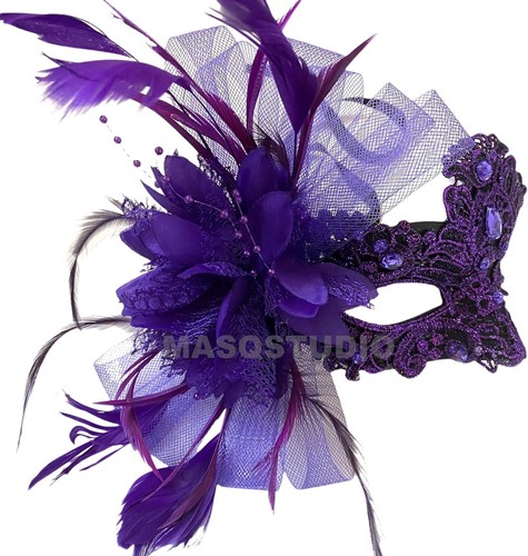 Lace Feather Masquerade Eye Mask Burlesque Mardi Gras Birthday Prom Dance Party - Picture 17 of 79