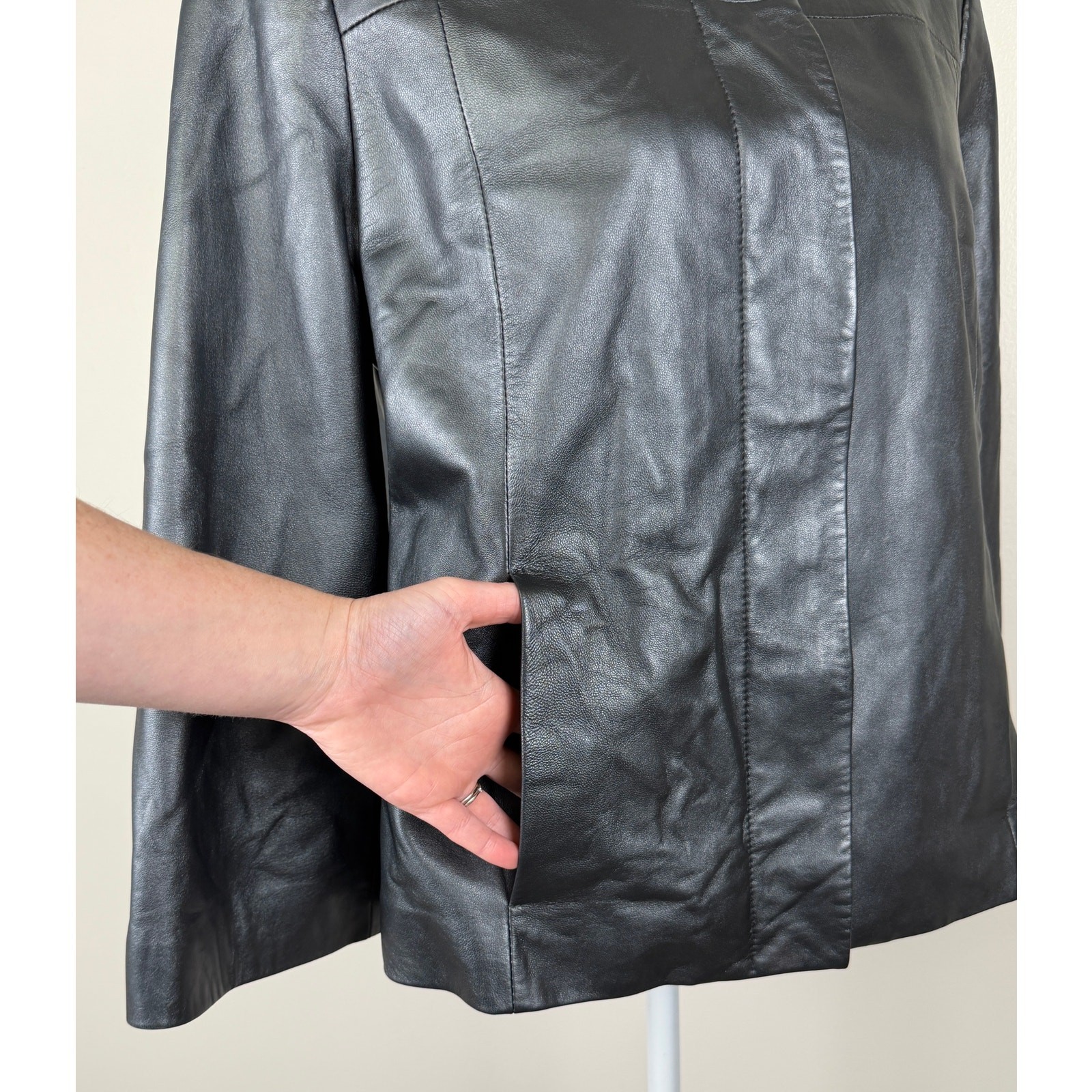 Pendleton Metallic Leather Button Down Jacket Bla… - image 5