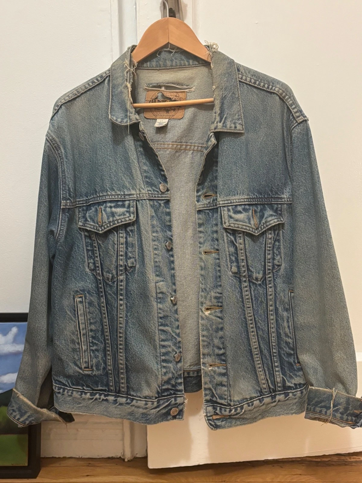 Vintage Gap Denim Jacket Mens Large Blue Jean Button Front Classic Trucker Style