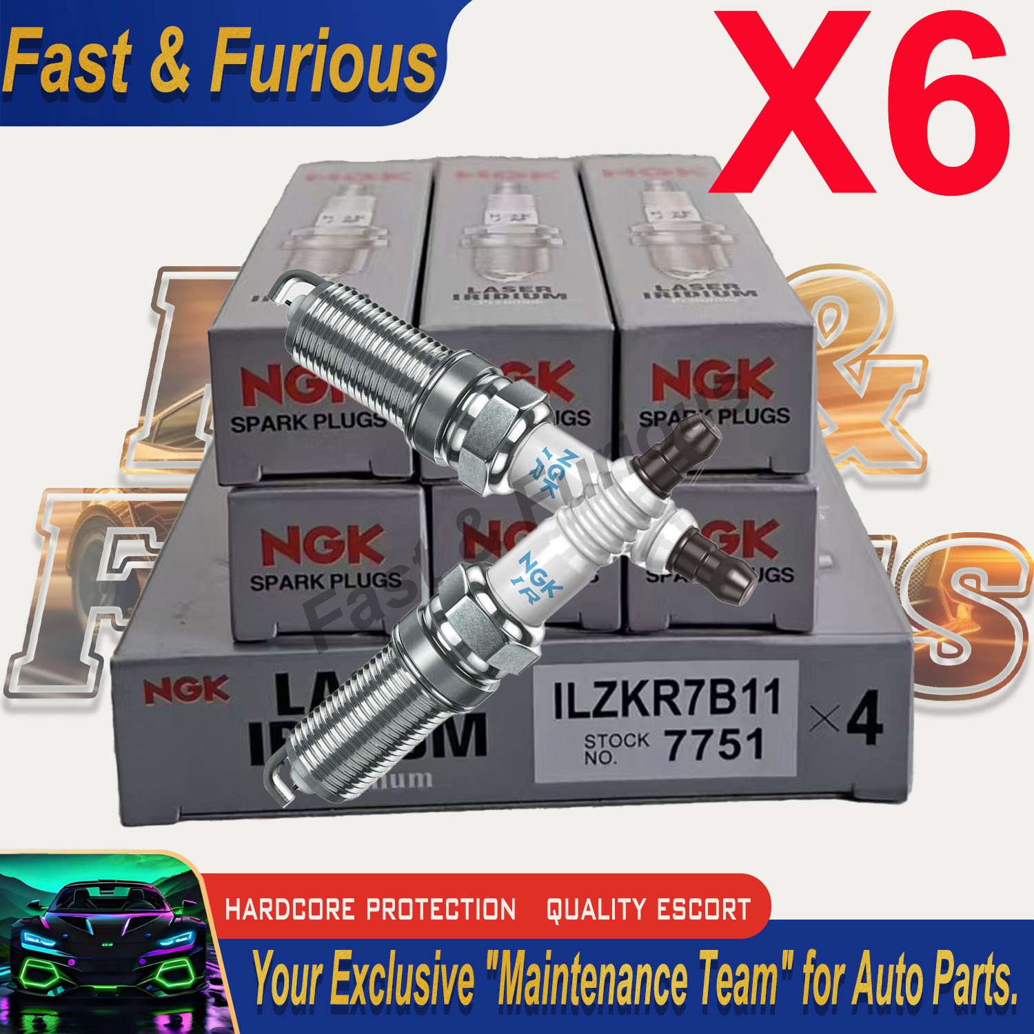 6PCS NGK Iridium Spark Plugs For Honda Accord Acura 12290R70A01 ILZKR7B11 7751