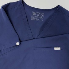 FIGS Technical Collection Navy Blue Casma Scrub Top V Neck Short Sleeve Large