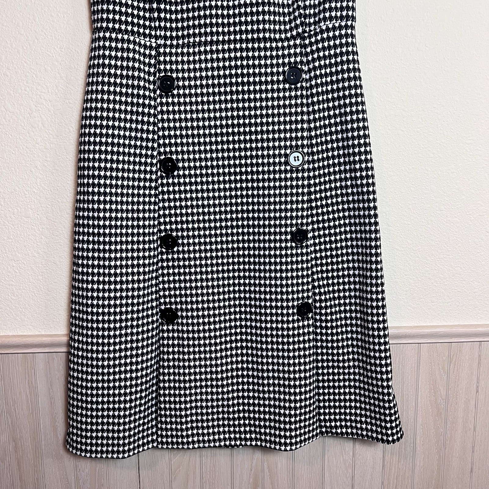 Shelby & Palmer Houndstooth Dress Women’s 8 Short Sleeve Double Breasted Stylish