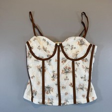 Floral Lace Corset Top Medium Coquette Festival Boho Milkmaid Romantic Fairycore