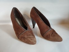 Via Spiga Size 7 B Brown Suede Pumps Grosgrain Trim High Heel