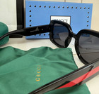 Gucci GG1606 Women's Sunglasses Black Lens Gold GG logo Red Black Frames — photo 5