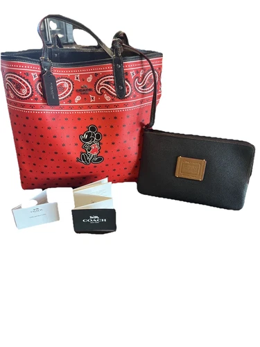 BORSA COACH X DISNEY MICKEY BANDANA REVERSIBILE NERO ROSSO F59376