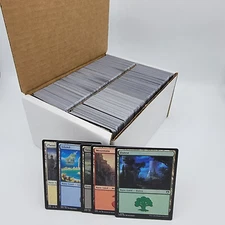 1000 Magic the Gathering Basic Land - 200 of each type + Storage Box - MTG FTG