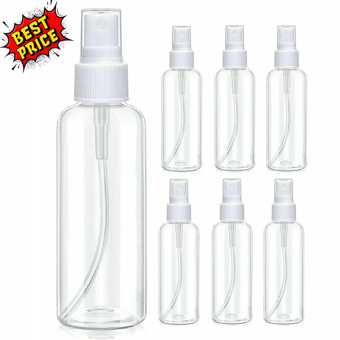 6-Pack 100ml,3.5oz Travel Spray Bottle Plastic Transparent Perfume Empty Atomize