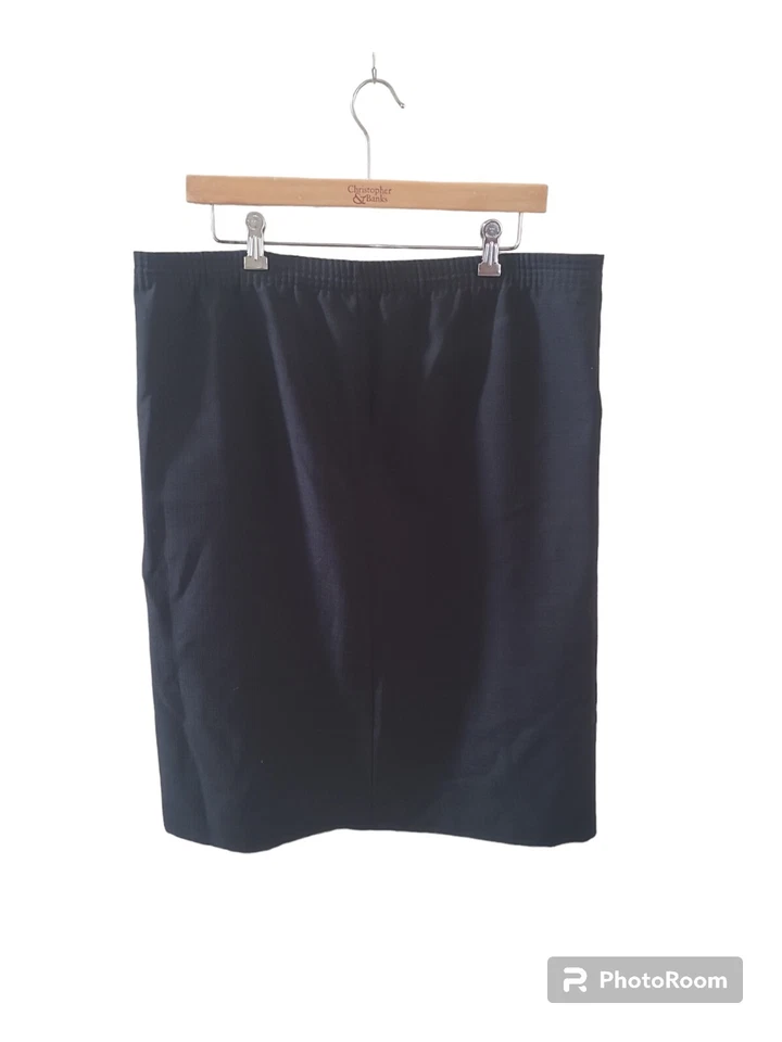 Saia lápis preta Blair cintura elástica com bolsos tamanho 14 puxar vintage - Imagem 3 de 4