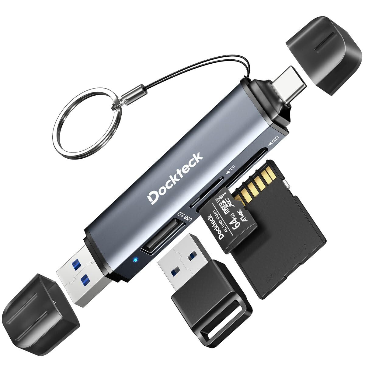 SD Card Reader, 5G Super Speed USB3.0 SD/TF Card Reader, 3-Slot USB A/C to SD...-image