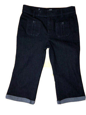 Ann Taylor LOFT Flare Leg Denim Capri Cropped Cuff Jeans