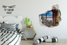 Wandtattoo XXL Wandbild Kinderzimmer 3D Effekt 75x75 cm Winter vor dem Fenster
