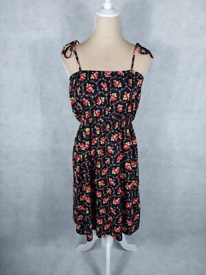 Kleid King Louie Gr. M 38 (S/36) schwarz Rosen Blumen stretch Trägerkleid dress