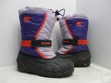 Sorel Purple Black Insulated Snow Boots Youth Sz 5 Style NY1810-559
