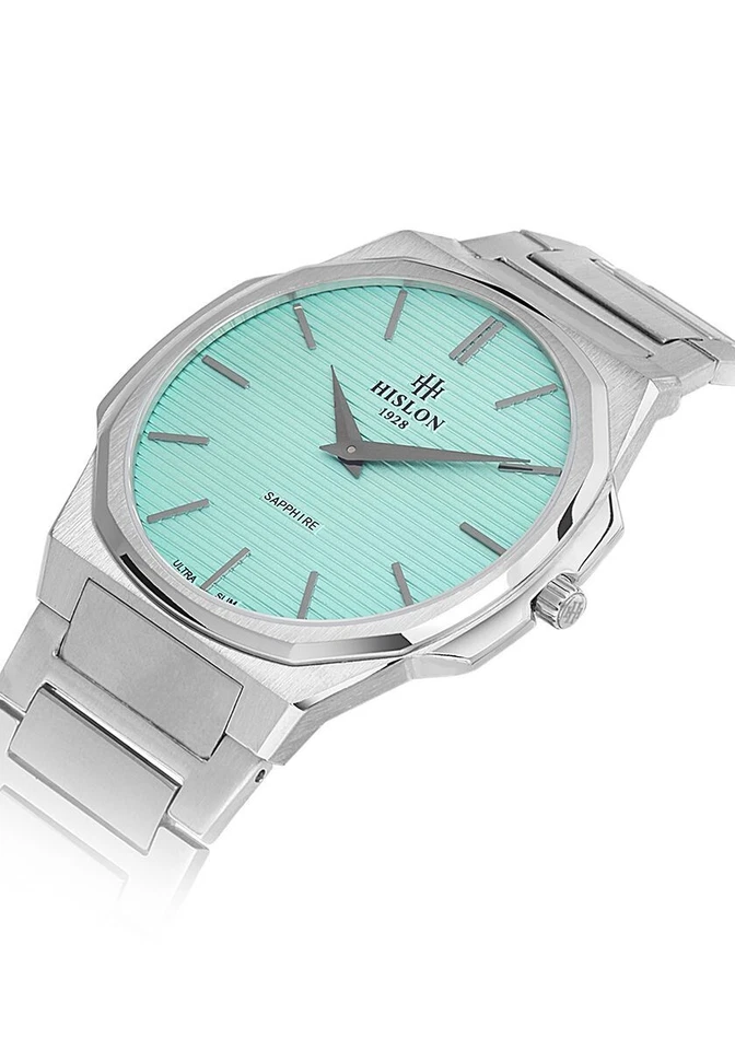 Hislon Men's Watch Ultra Slim Sapphire Glass New Collection Turquoise Blue Dial - Image 4 of 4
