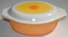 Vintage Pyrex Orange 043 with Sunflower Lid Oval Cover Casserole Dish 1 1/2 qt.