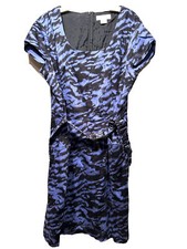 Michael by Michael Kors Belted Dress Plus Woman 20W 20 Blue Black Print Cotton