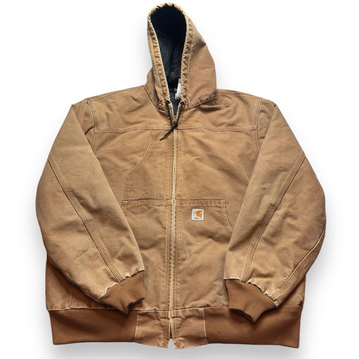 VINTAGE CARHARTT J244 HOODED JACKET XL MENS Brown QUILT VINTAGE CARHARTT J244 HOODED JACKET XL MENS Brown QUILT