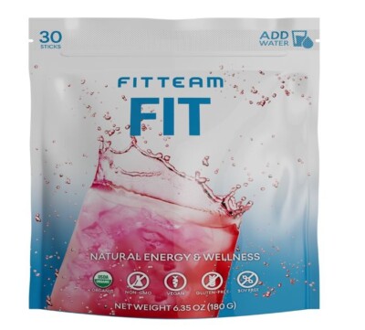 Fitteam FIT   Natural Energy & Wellness Drink Mix - Fruit Punch - 30 Sticks