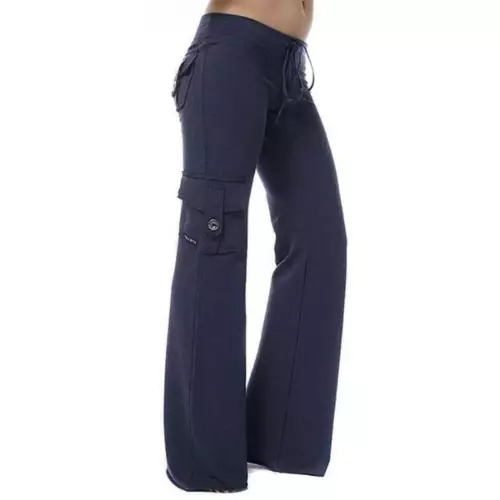 Damen Kampf Cargo lange Hose Hose Fitnessstudio Sport Freizeit lockerer Unterteil - Bild 8 von 30