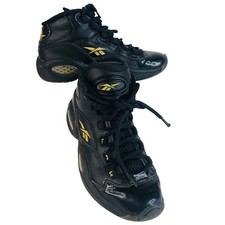 Boys Reebok Sneekers Question Mid New Years Eve Iverson Youth 4 Black Gold Shoes