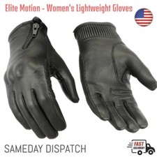 Women Hard Knuckle Full Finger Leather Motorcycle Biker Riding Zipper Gloves US