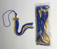 10 Yellow / Blue 2 Color Graduation Tassel With Gold Class of 2023 Lot 10 Pack