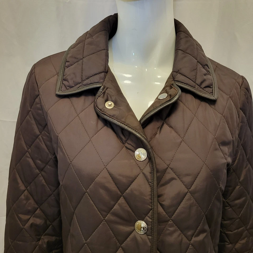 Coach jacket womens medium brown 100% nylon shell quilted lining snaps VTG Korea - Image 4 of 4