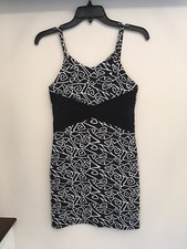 Elisa B. Girls Black  White Dress w Black Mesh Cutout, Size 12