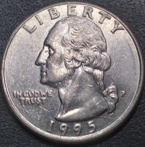 1995 P Washington Error Quarter Coin with Die Crack Obverse