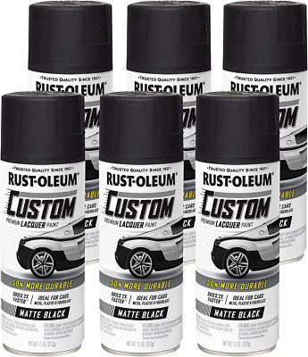 Rust-Oleum 332289 Automotive Lacquer Spray Paint, 11 oz, Matte Black, 6 Pack