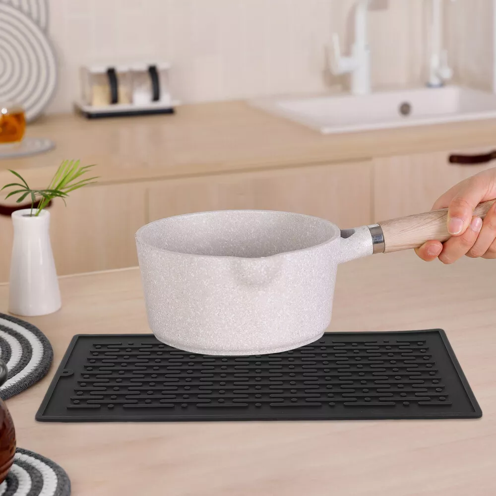 2 Pcs Rubber Dish Drainer Mat Countertop Silicone Drying Mat