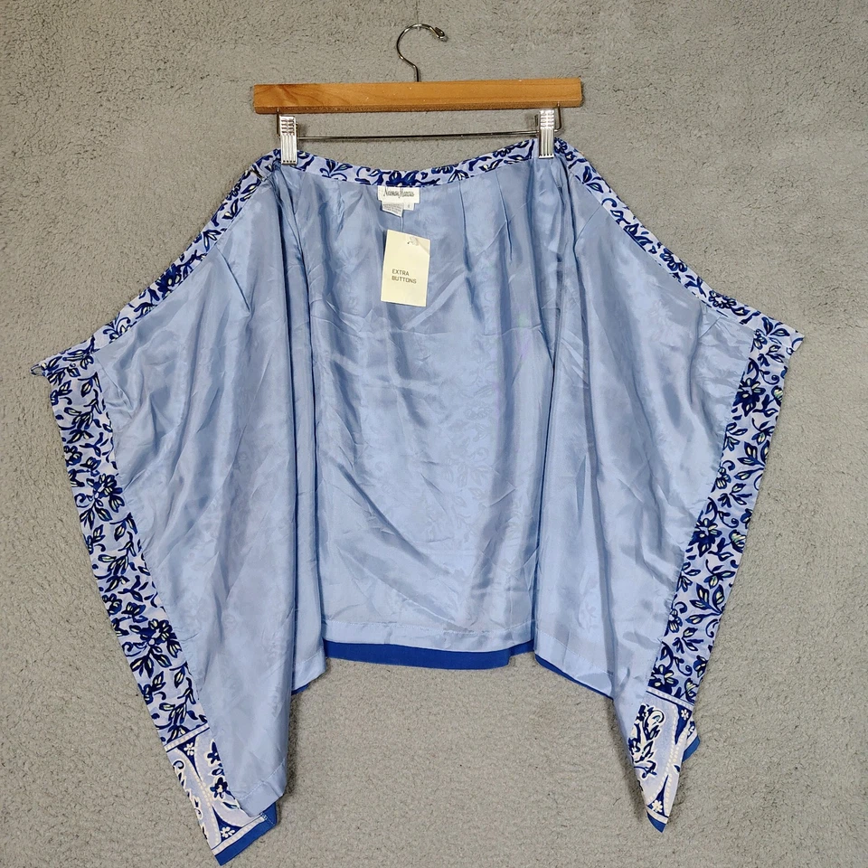 Falda envolvente Neiman Marcus para mujer talla 8 azul floral 100 % seda vintage retro años 90 Foto 3 de 4
