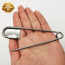 5 PCS of 5 Inch Heavy Duty Jumbo Stainless Steel Safety Pins Silver Color Safety