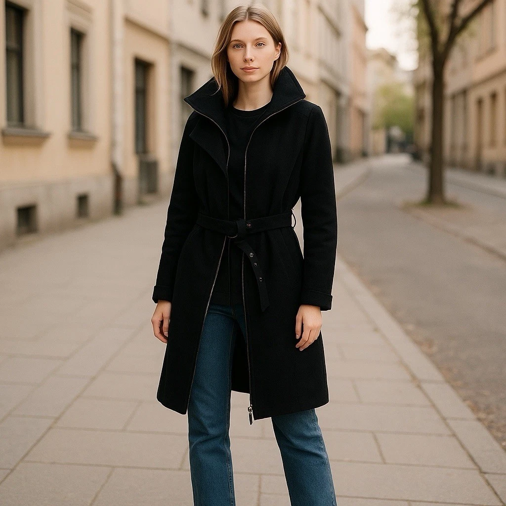 Trench cappotto vintage Moncler trapuntato nylon pesante taglia 2 M nero