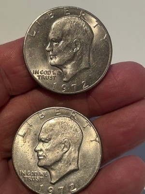 2 x Eisenhower Dollar 1972 D USA Apollo 11 Mondlandung ONE Dollar Kupfer/ Nickel
