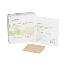 McKesson Silicone Foam Dressing 4x4" Square Adhesive With Border Sterile 10 Ct