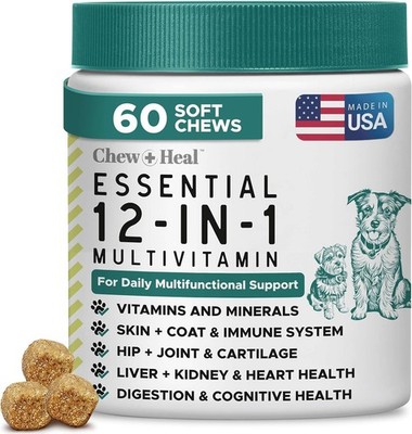 12-in-1 Multivitamin for Dogs - 60 Puppy and Senior Dog Vitamin and Supplement S