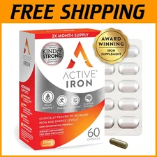 Iron For Life: 25mg Active Supplement Capsules for Women & Athletes - 60 Count