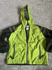 Columbia Size 8 Youth Neon Green Grey Rain Wind Hooded Jacket Zip Pockets E8