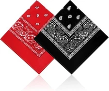 2 Pack 100% Cotton Bandanas for Men & Women, Novelty Print Paisley Bandana... 